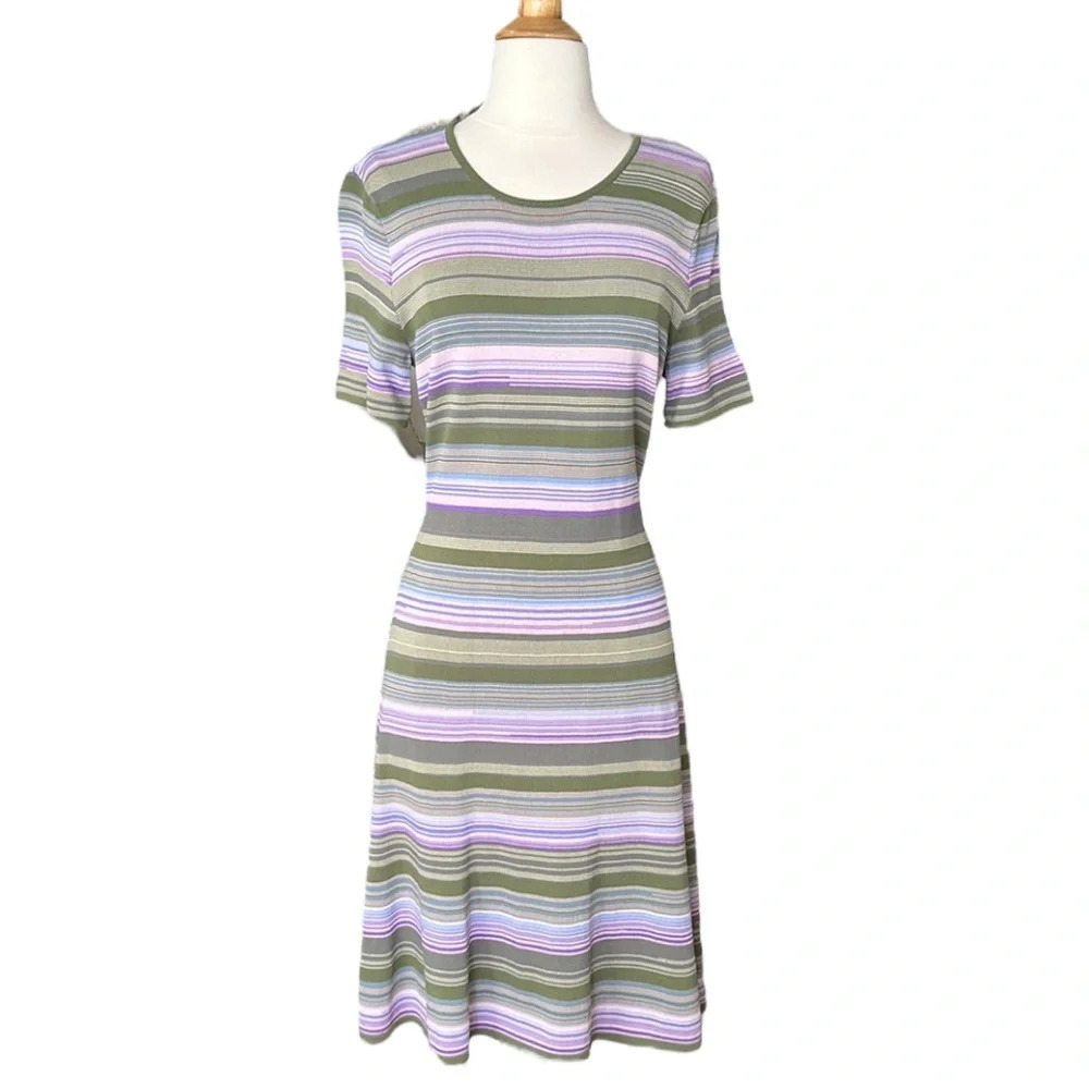 SHOSHANNA Adena Multi-Colored Stripe Knit Dress Retro Preppy Career, Size Large